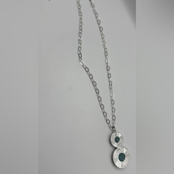 SAQ for Avon 1980s Vintage Necklace & Earring Set Silver tone w/ Aqua Blue - Picture 4 of 9